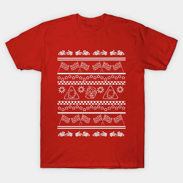 Glamrock Racer Wolf Ugly Holiday Sweater T-Shirt by SlothworksStudios